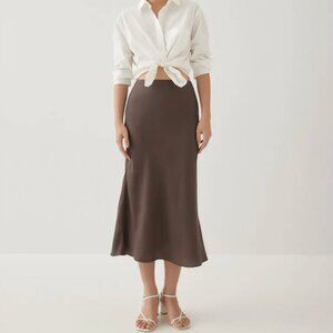 Love Bonito Lyocell Madeline Flare Midi Skirt in Cocoa
